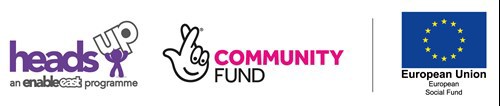 HeadsUp logo with community fund logo and EU social fund logo