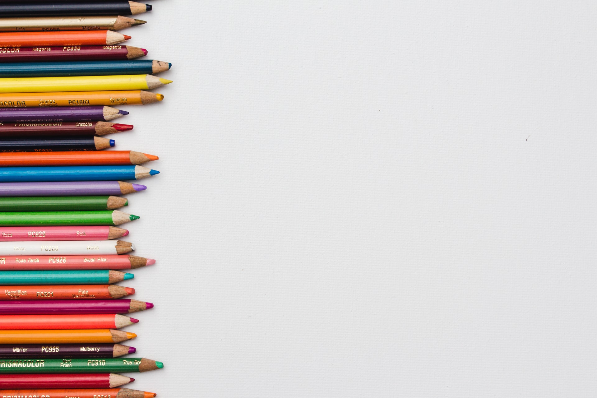 Row of coloured pencils 