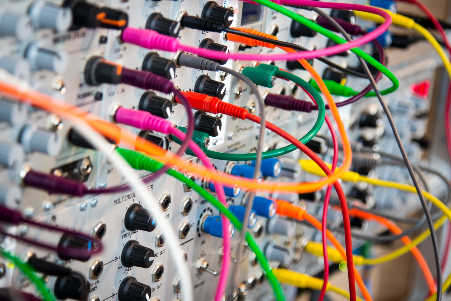 Colourful Wires In The Back Of Equipment